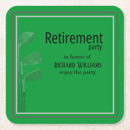 Posavasos Cuadrado De Papel Fiesta de Jubilación Golf Moderno Corporativo Negr