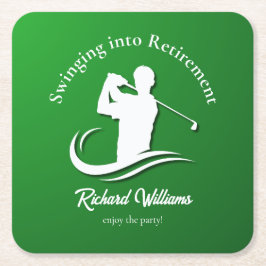 Posavasos Cuadrado De Papel Fiesta de Jugador de Golf Moderno jubilado