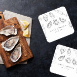 Posavasos Cuadrado De Papel Fiesta de la Boda asada con Champán y Ostras de ma<br><div class="desc">Celebra tu boda/compromiso con estas elegantes posavasos,  que incluyen champán,  ostras y detalles editables. Añade fácilmente tus propios detalles haciendo clic en la opción "personalizar".</div>
