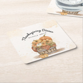 Posavasos Cuadrado De Papel Fiesta de la cena de Acción de Gracias