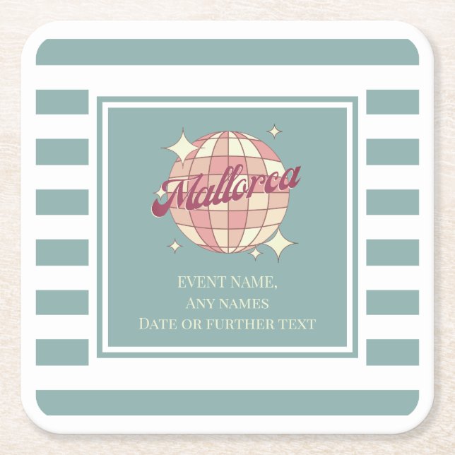 Posavasos Cuadrado De Papel Fiesta de la montaña de papel Mallorca (Anverso)