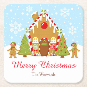 Posavasos Cuadrado De Papel Fiesta de Navidades decorativos en casa de jengibr