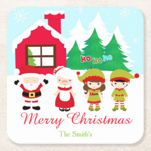 Posavasos Cuadrado De Papel Fiesta de Navidades decorativos en casa de jengibr