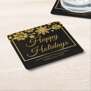 Posavasos Cuadrado De Papel Fiesta de Navidades Personalizados de copos de nie