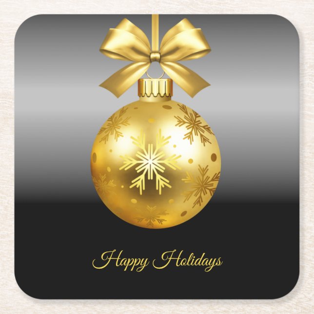 Posavasos Cuadrado De Papel Fiesta de Ornamento de Oro (Anverso)