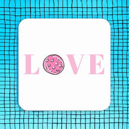 Posavasos Cuadrado De Papel Fiesta de pickleball rosa elegante con amor 
