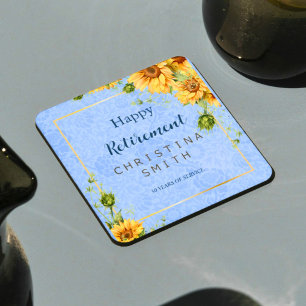 Posavasos Cuadrado De Papel Fiesta de retiro de color de agua de girasol de ve