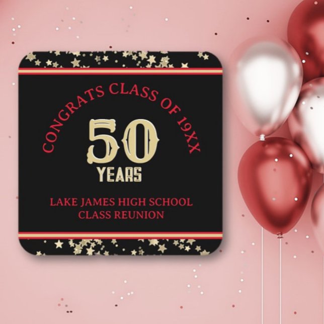 Posavasos Cuadrado De Papel Fiesta de Reunión de la 50ª clase festiva (Subido por el creador)