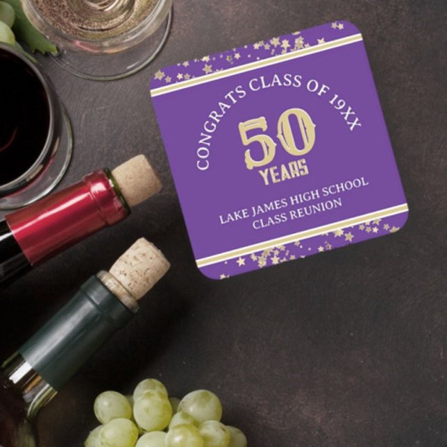 Posavasos Cuadrado De Papel Fiesta de Reunión de la 50ª clase festiva (Subido por el creador)