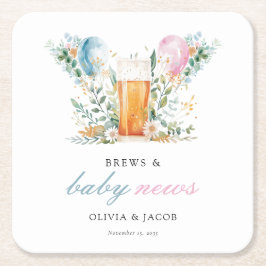 Posavasos Cuadrado De Papel Fiesta de revelaciones de género de noticias de re