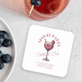 Posavasos Cuadrado De Papel Fiesta de San Valentín para Solteras Cóctel Rosa