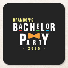 Posavasos Cuadrado De Papel Fiesta de Soltero Corbata de Lazo Colorida Años 90