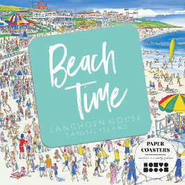 Posavasos Cuadrado De Papel Fiesta de tiempo de playa