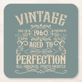 Posavasos Cuadrado De Papel Fiesta de whisky de cumpleaños vintage personaliza