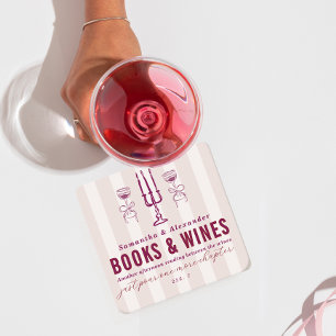 Posavasos Cuadrado De Papel Fiesta del Club de Libro y Vino de Cosas Favoritas