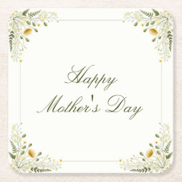 Posavasos Cuadrado De Papel Fiesta del Jardín de Flores Silvestres Feliz Día d