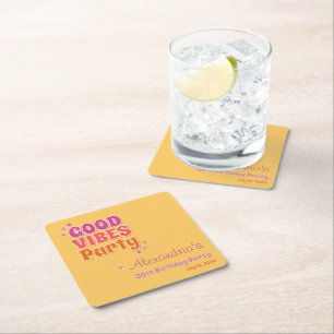 Posavasos Cuadrado De Papel Fiesta del verano 30 de Buenos Vibes