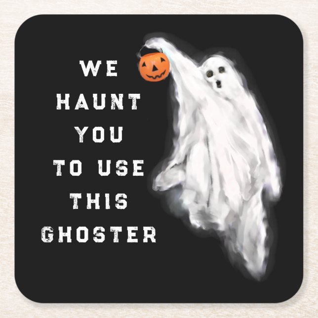 Posavasos Cuadrado De Papel Fiesta divertida de Halloween (Anverso)