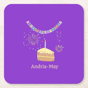 Posavasos Cuadrado De Papel Fiesta Feliz Cumpleaños Bunting