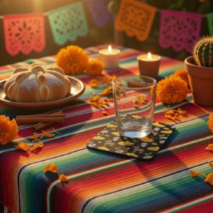 Posavasos Cuadrado De Papel Fiesta Mexicana y Día de Muertos