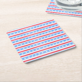 Posavasos Cuadrado De Papel Fiesta Patriótica Americana del 4 de Julio