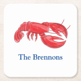 Posavasos Cuadrado De Papel Fiesta personalizada de langosta roja