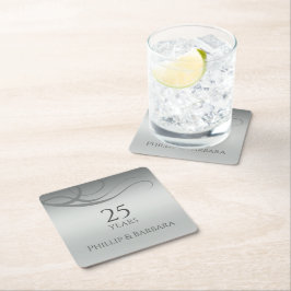 Posavasos Cuadrado De Papel Fiesta personalizada elegante moderna de 25º anive