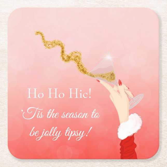Posavasos Cuadrado De Papel Fiesta Purpurina de los Navidades del derrame de v (Anverso)