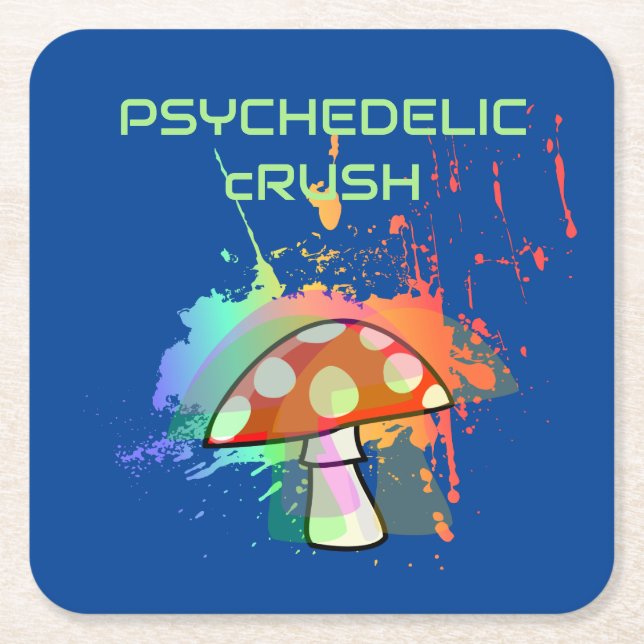 Posavasos Cuadrado De Papel ¡Fiesta retro psicodélico como si fuera 1969! (Anverso)