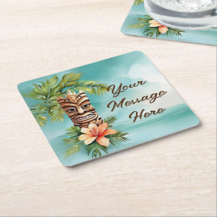 Posavasos Cuadrado De Papel Fiesta Tropical de Tiki