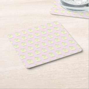 Posavasos Cuadrado De Papel Fiesta Verde Rosa Margarita