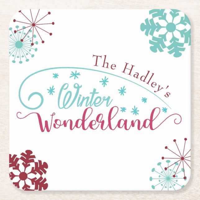 Posavasos Cuadrado De Papel Fiesta Winter Wonderland (Anverso)