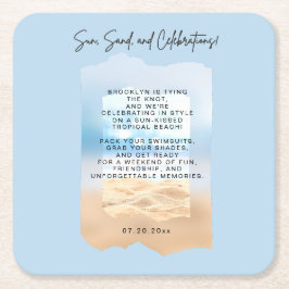 Posavasos Cuadrado De Papel Fiestas de Despedida de Soltera en la Playa