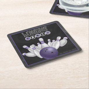Posavasos Cuadrado De Papel Fiestas Guay Purple Bowling