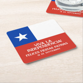 Posavasos Cuadrado De Papel Fiestas Patrias Día de la Independencia Bandera de