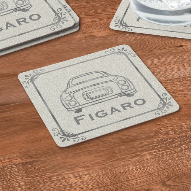 Posavasos Cuadrado De Papel Figaro Costadora de Papel Cuadrado de Coche (Elegant paper coasters perfect for the figaro driver. Just add your name)