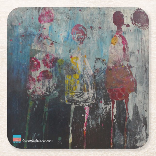 Posavasos Cuadrado De Papel Figuras abstractas (Anverso)