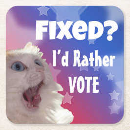 Posavasos Cuadrado De Papel ¿Fijo? Prefiero votar