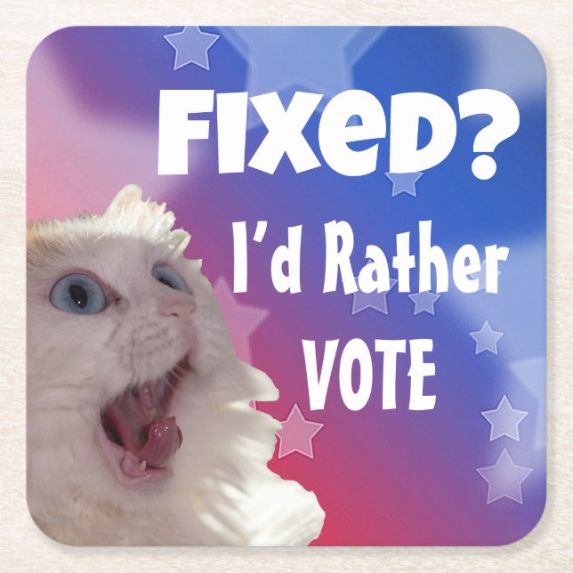 Posavasos Cuadrado De Papel ¿Fijo? Prefiero votar (Anverso)