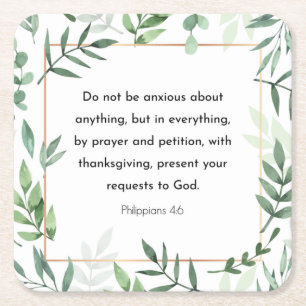 Posavasos Cuadrado De Papel Filipinas 4:6, Biblia Verse,