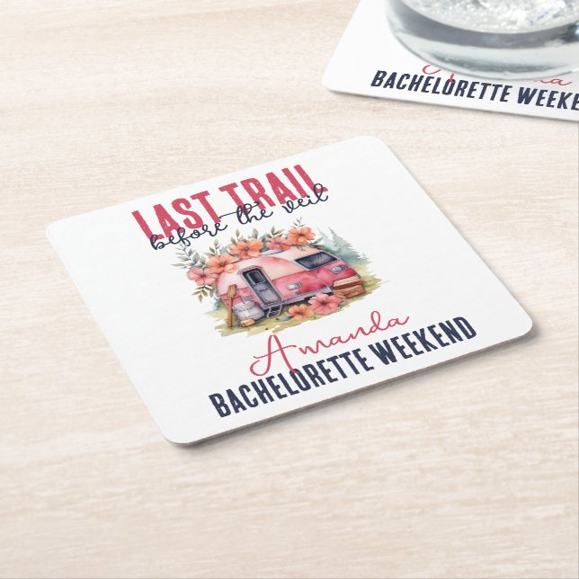 Posavasos Cuadrado De Papel Fin de semana de despedida de soltera en Glamping  (En perspectiva)