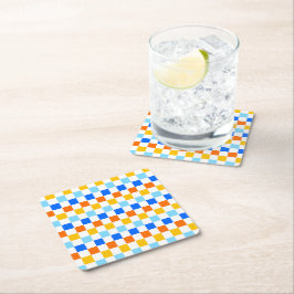 Posavasos Cuadrado De Papel Fire and ice checkerboard pattern
