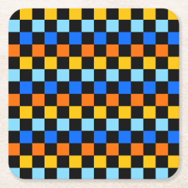 Posavasos Cuadrado De Papel Fire and ice checkerboard pattern