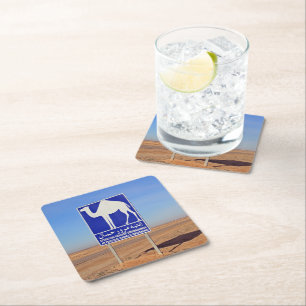 Posavasos Cuadrado De Papel Firma de camellos, Túnez