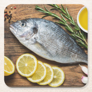 Posavasos Cuadrado De Papel Fish Dorado