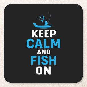 Posavasos Cuadrado De Papel Fisher Gift Keep Calm And Fish On