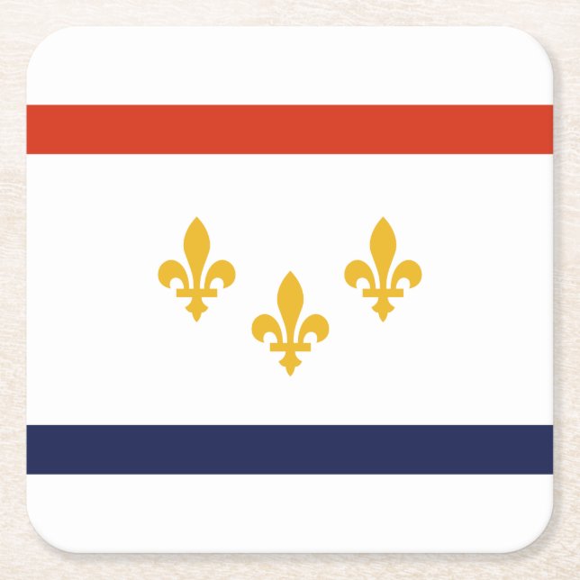 Posavasos Cuadrado De Papel Flag of New Orleans, Louisiana Square Paper Coaste (Anverso)