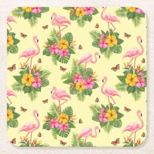 Posavasos Cuadrado De Papel Flamenco y Mariposas 2