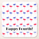 Posavasos Cuadrado De Papel Flamencos del 4 de julio, Día de la Independencia<br><div class="desc">Flamingos 4 de julio Día de la Independencia patriótico fiesta de papel desechable rojo,  blanco y azul bebe gallos. ¡Celebra el día especial de los EE.UU. con este divertido programa de fiestas de verano flamingo! Un accesorio no tradicional pero muy patriótico de la mesa fiesta del 4 de julio.</div>