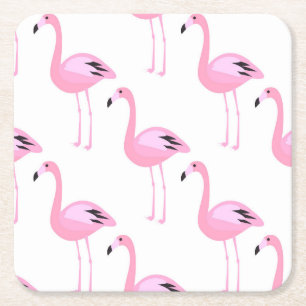 Posavasos Cuadrado De Papel Flamencos rosados 2 2